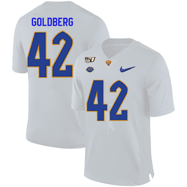 2019 Men #42 Marshall Goldberg Pitt Panthers College Football Jerseys Sale-White